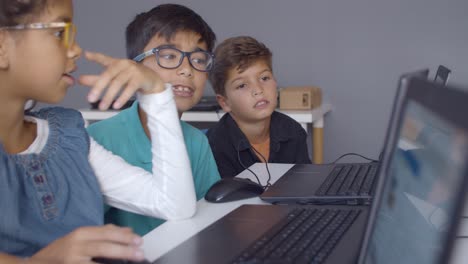 Schoolchildren doing task together