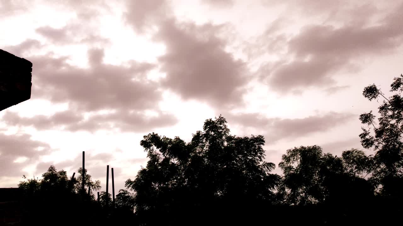 인도 마을의 아름다운 짧은 몬순 계절 구름과 나무 자연 아름다움 4k 비디오