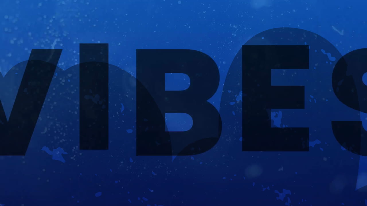 Animation of bold VIBES text over abstract blue background with subtle textures