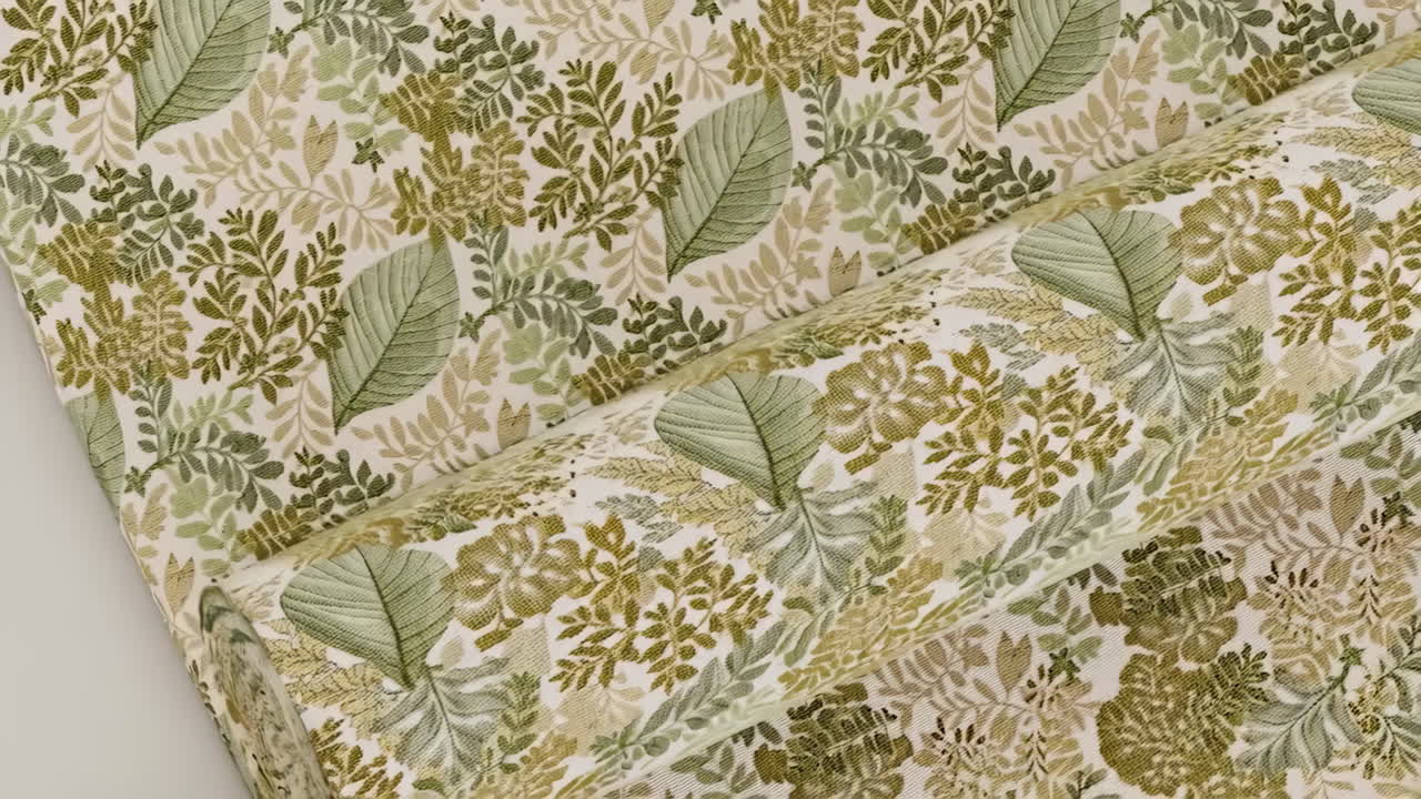 Fabric with Green Leaf Pattern