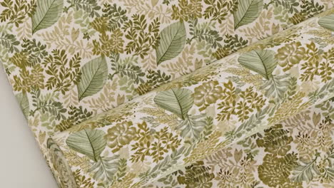fabric with green leaf pattern