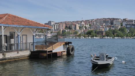 istanbul waterfront scene with boat and dock