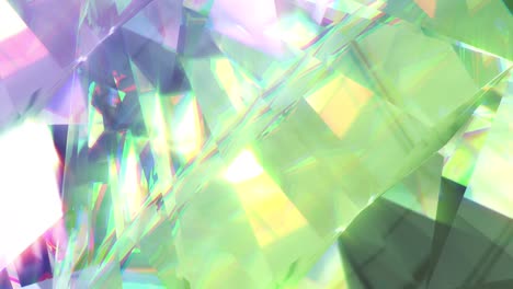 Animation-of-crystal-spinning-on-green-and-purple-background