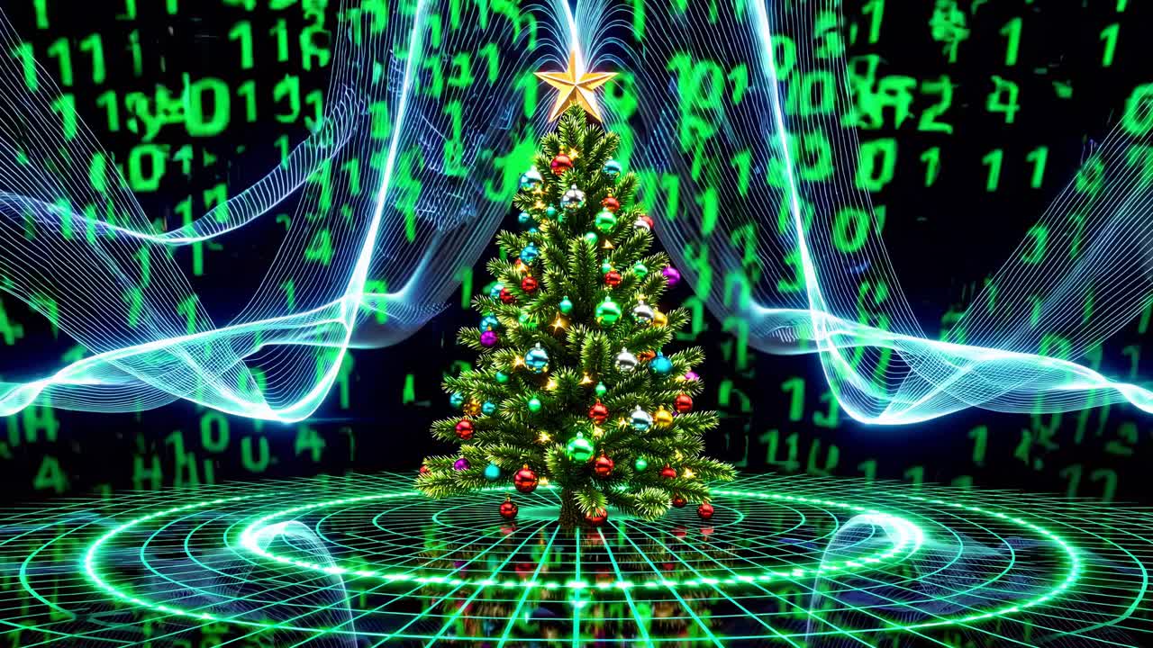 Christmas Tree in a Digital Cyberpunk World