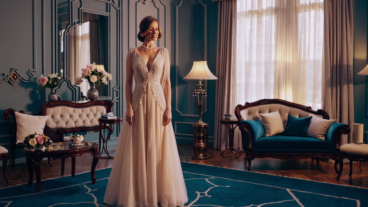 Elegant Woman in Vintage Dress