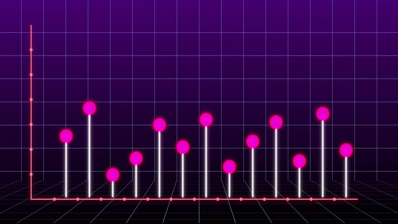 animación de gráficos sobre fondo violeta