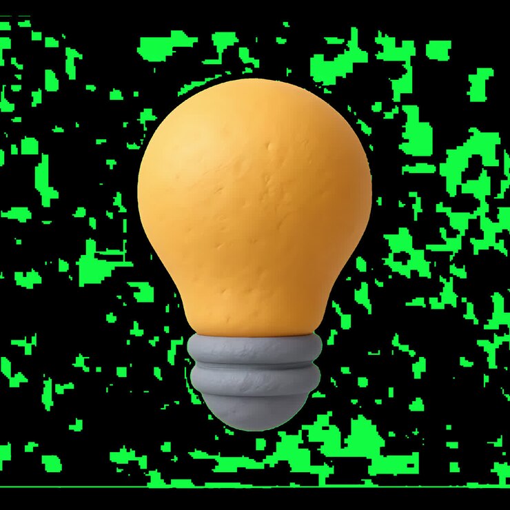 Animazione di una lampadina in argilla, concetto di creatività, risorsa isolata, video 4K trasparente, canale alfa