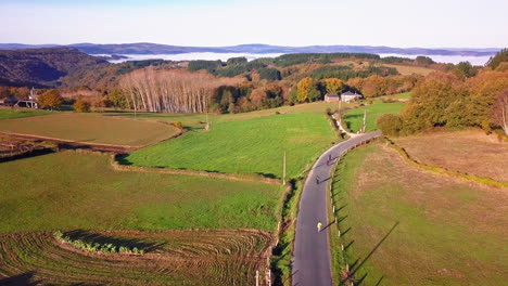 Aerial-Shot-of-People-Walking-on-the-Camino-De-Santiago-or-The-Way-of-St