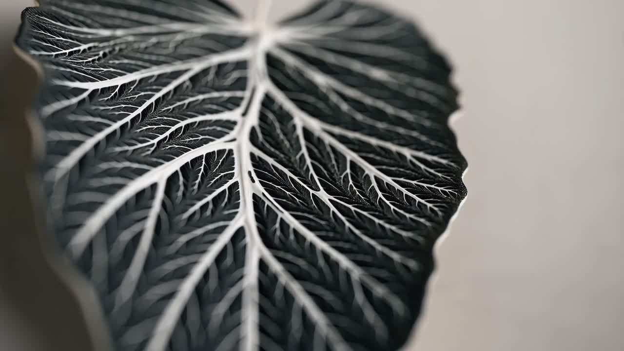 Close-up of a Leaf with Striking White Veins