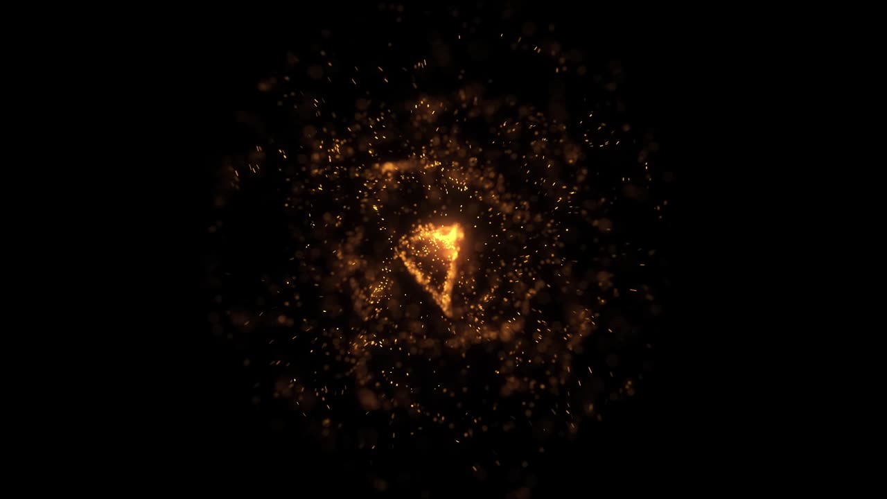 Esplosione Dinamica di Particelle Dorate che si Espande su Sfondo Scuro