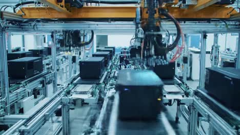 automated manufacturing process in a high-tech factory