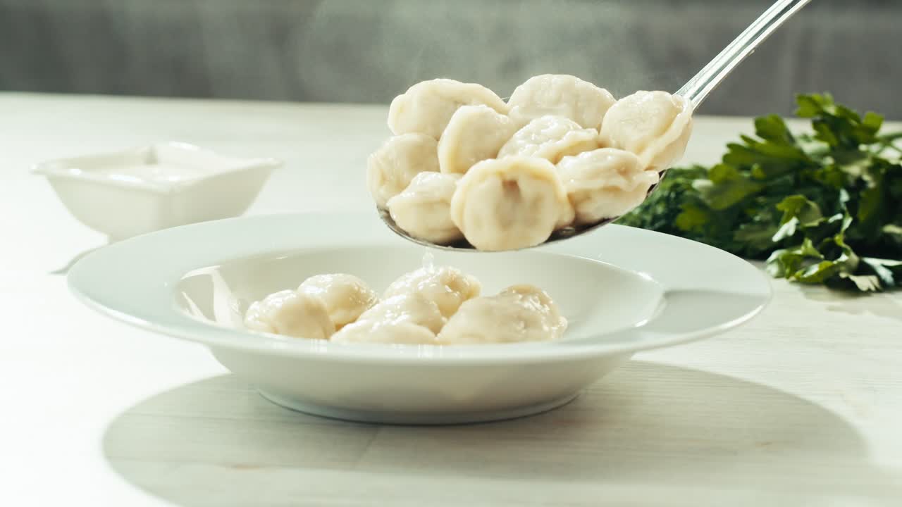 Serving Pelmeni Dumplings