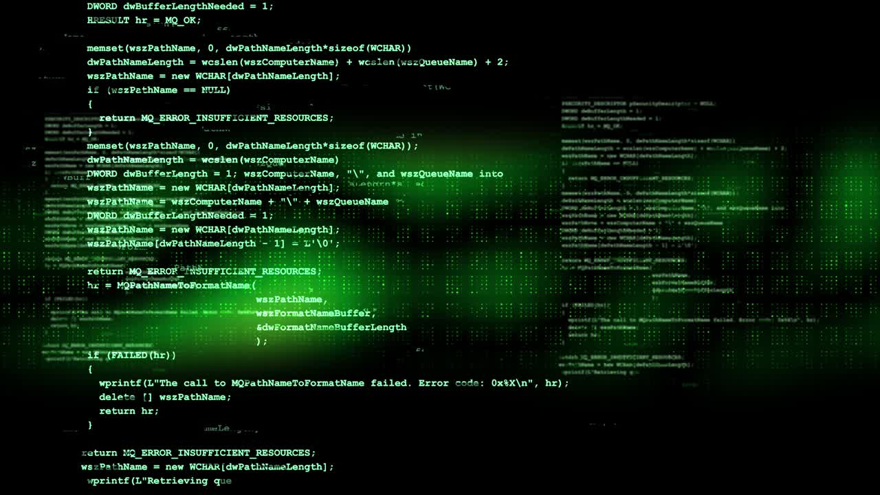 Software source code Programming code on computer screen Loop Animation.