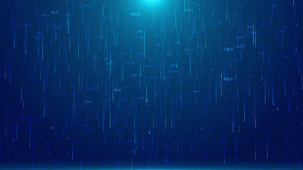Blue digital code matrix big data futuristic hi tech technology connection light 4k background iot