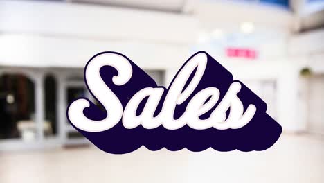 animation of sales white text over out of focus street in the background