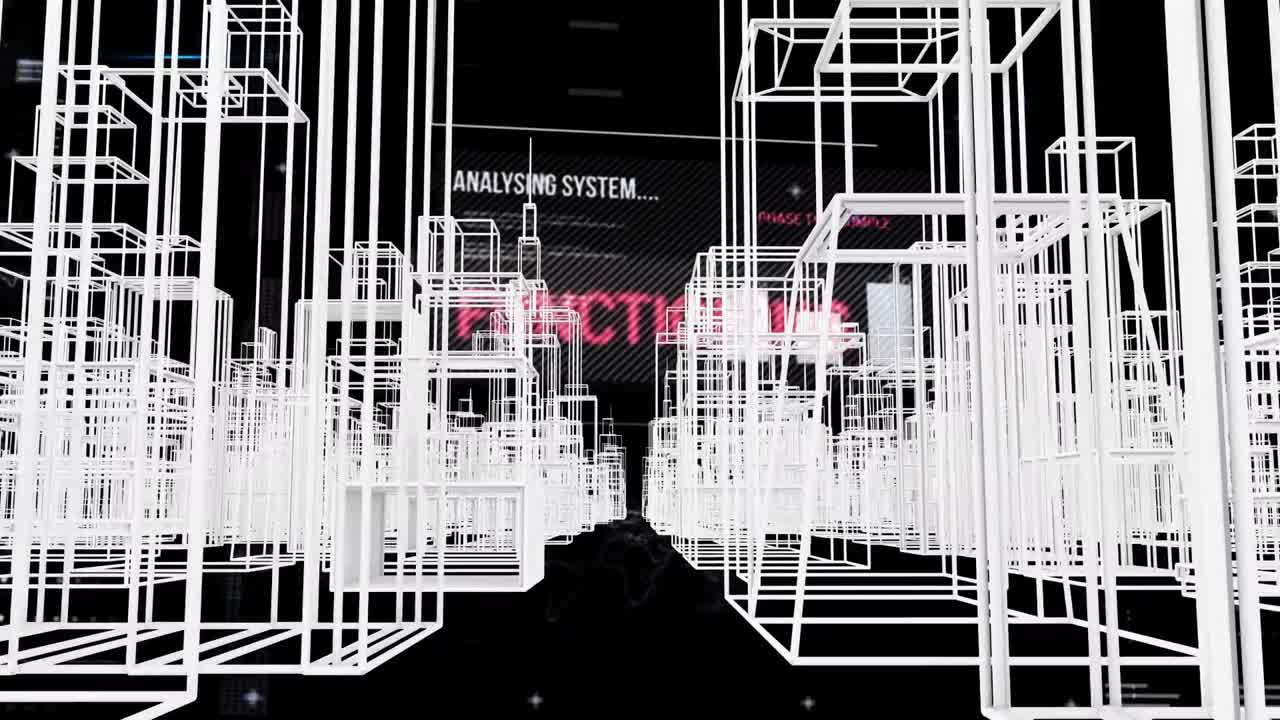 3d 아키텍처 모델로 데이터 처리 및 메시지 표시 및 기록의 애니메이션