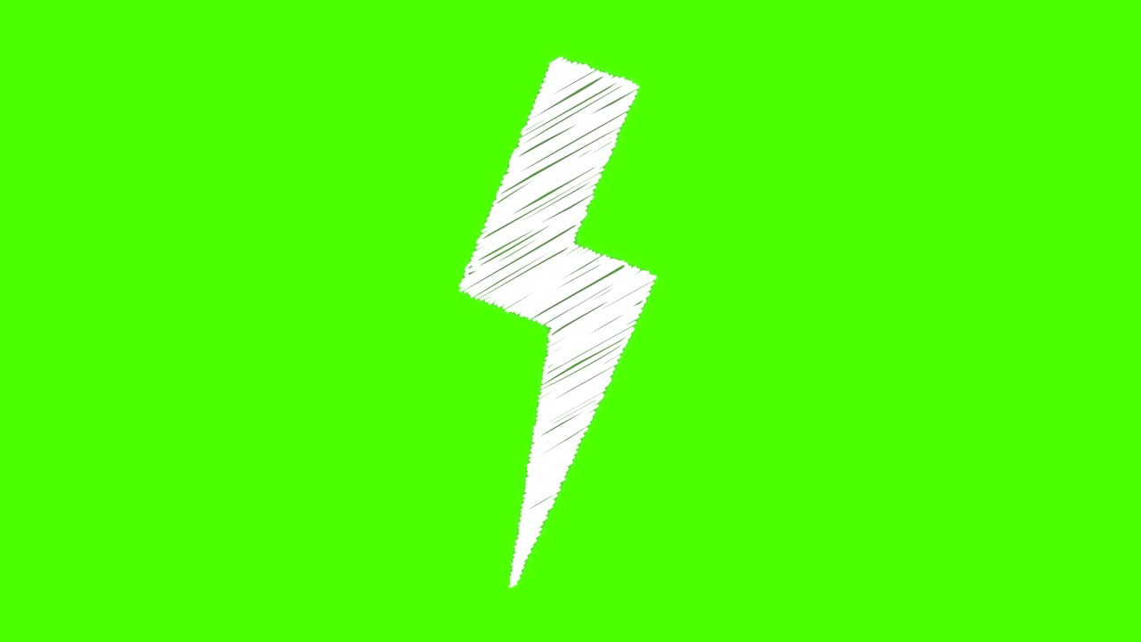 만화 천둥 볼트 스케치 스타일 배경 또는 그래픽 리소스 녹색 화면