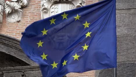 4k. european union flag waving, located in piazza del plebiscito