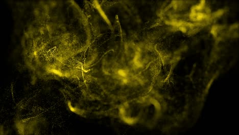 4k luminous particles move in liquid flow and stumble upon a force field in the center of frame pushing apart particles, place for text or a logo. luma matte as alpha channel. yellow