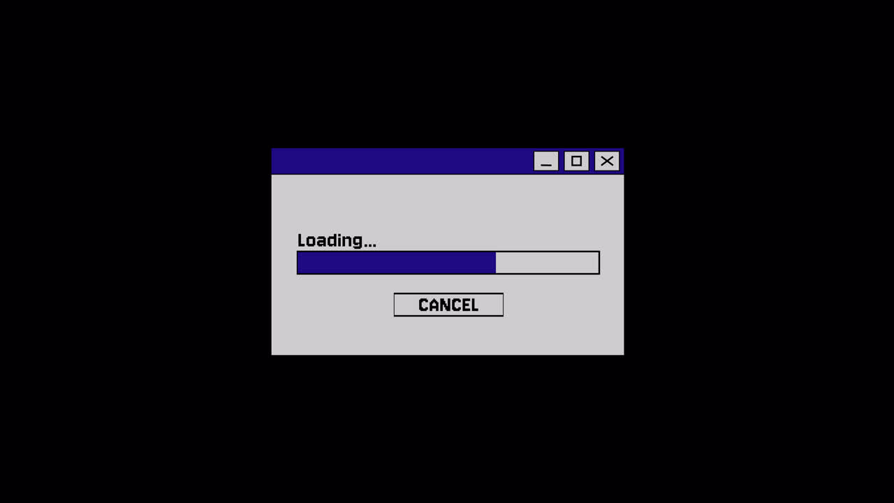 Retro Computer Loading Window with Progress Bar Animation
