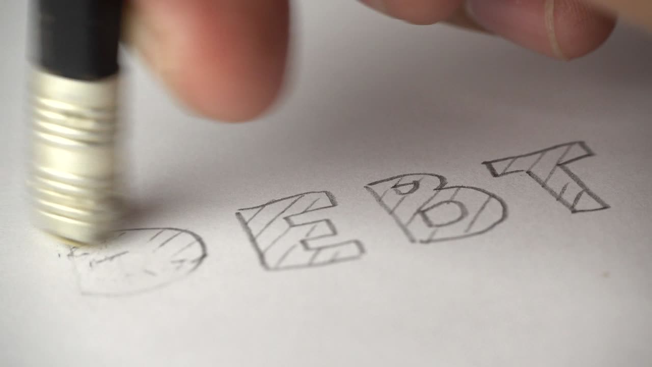 Pencil erasing removing debt - 4k