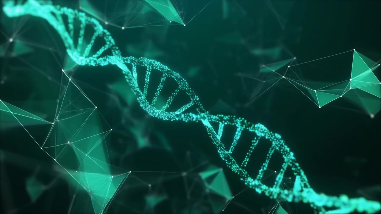Elica di DNA digitale che ruota in un ambiente di rete astratto