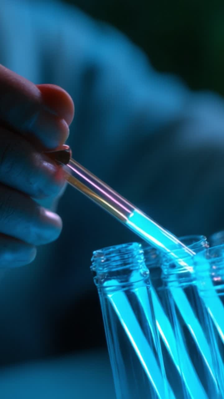 A Close-Up View of a Person Using a Pipette to Transfer Liquid into Multiple Test Tubes in a Laboratory Setting, Highlighting the Precision of the Experiment