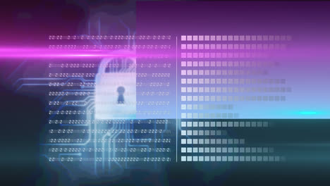 Animation-Der-Datenverarbeitung-Und-Des-Sicherheitsvorhängeschlosses-Auf-Dunklem-Hintergrund