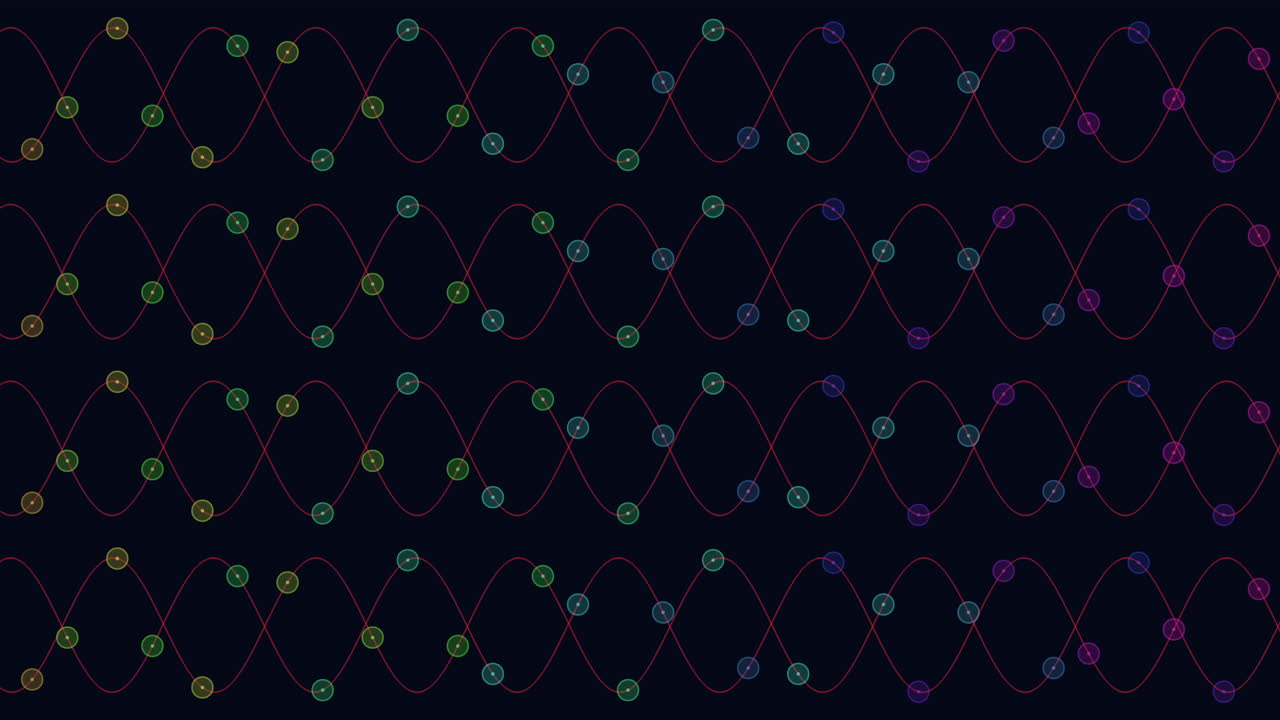 Abstract futuristic waves pattern with neon dots