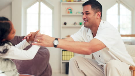 Sign-language,-learning-and-father-with-girl