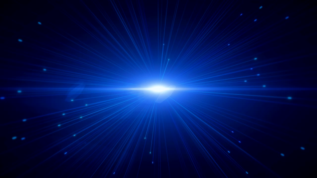 파란색으로 디지털 네온 불꽃놀이의 추상적인 폭발