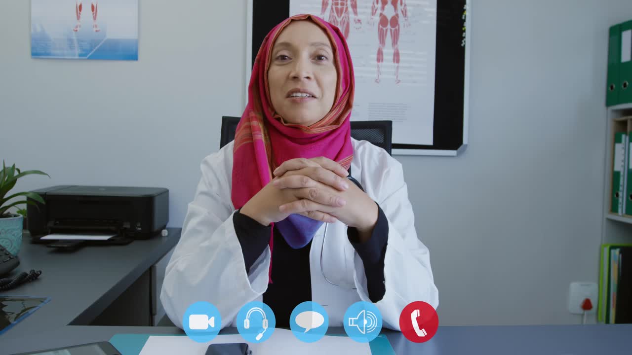 Visio call of healthcare worker during coronavirus Covid19 epidemic