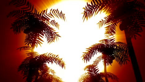 retro futuristic background with palm trees on a background of the sun. looped