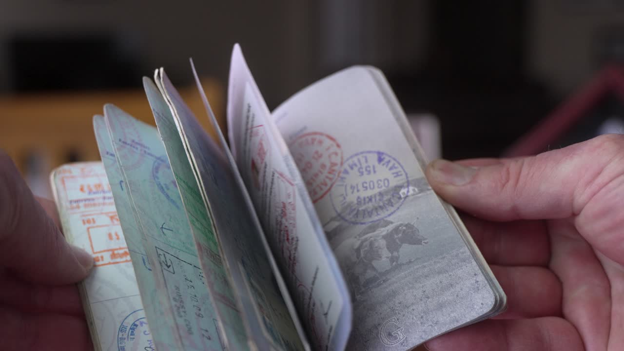 A US passport full of stamps after a lifetime of trave