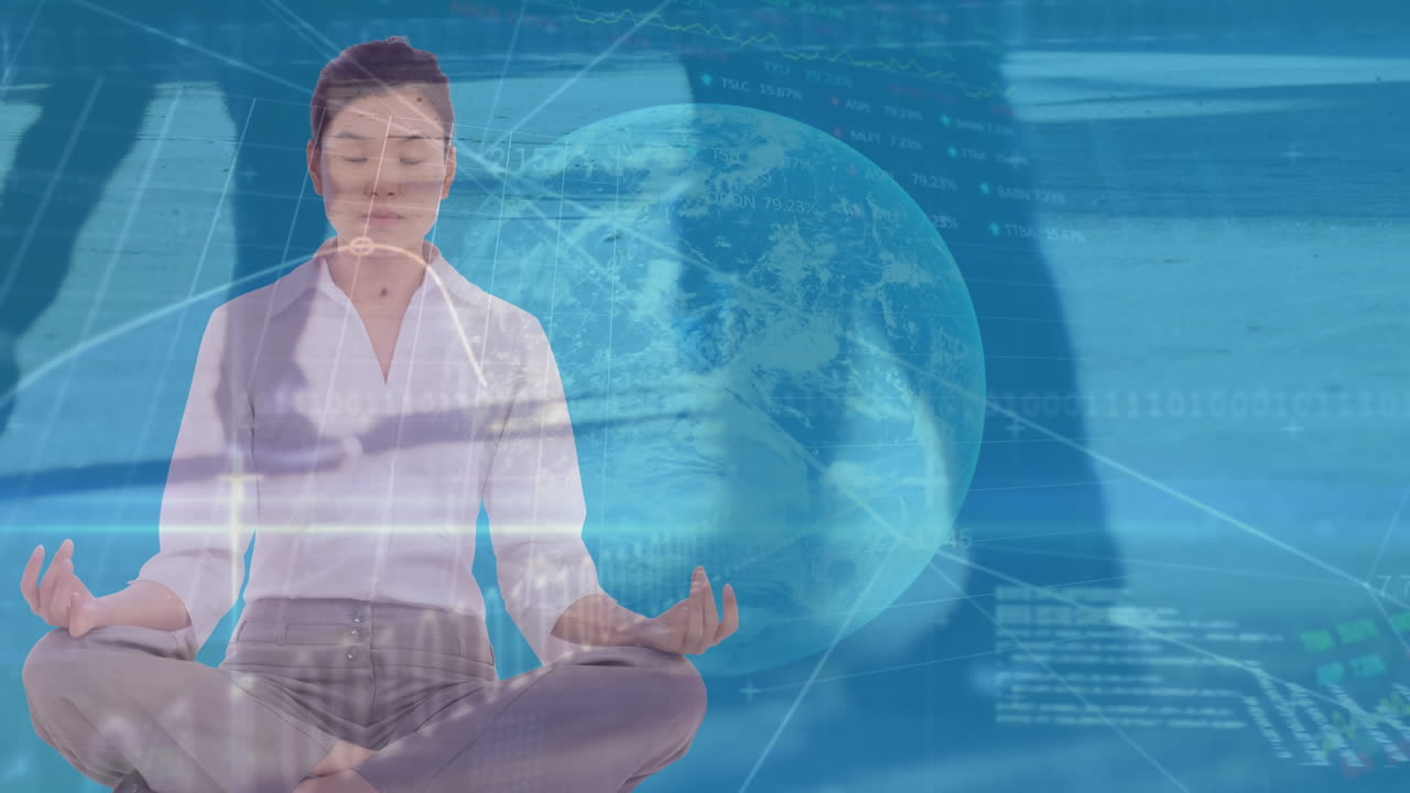 아시아 사업가 와 거리 에서  ⁇ 고 있는 사람 들 에 대한 전 세계 의 애니메이션 과 데이터 처리