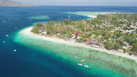 cinematic drone view of gili air beach south