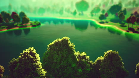 Cartoon-Green-Forest-Landscape-with-Trees-and-lake