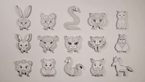 collection of stylized geometric animal illustrations