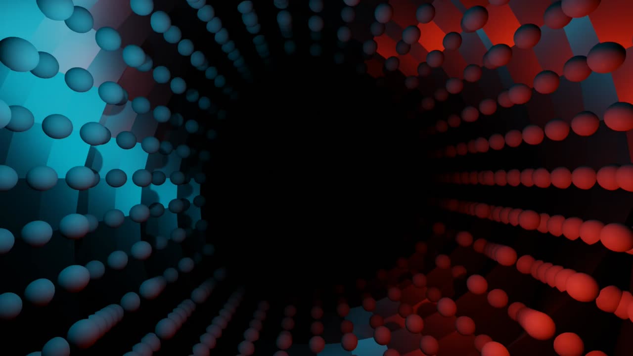 4k video del túnel abstracto de colores oscuros con textura de burbujas en el espacio. túnel de campos de fuerza de energía en el espacio exterior.