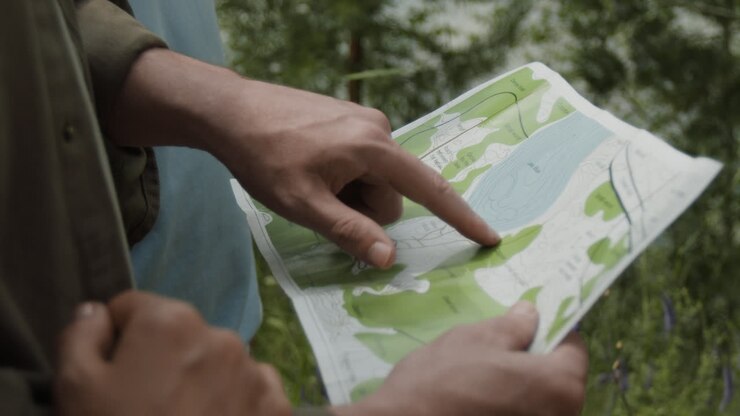 Navigation avec une carte en extérieur