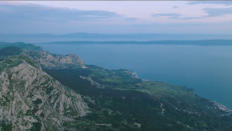 biokovo mountain range located along the dalmatian coast of the adriatic sea at sunset, croatia, europe