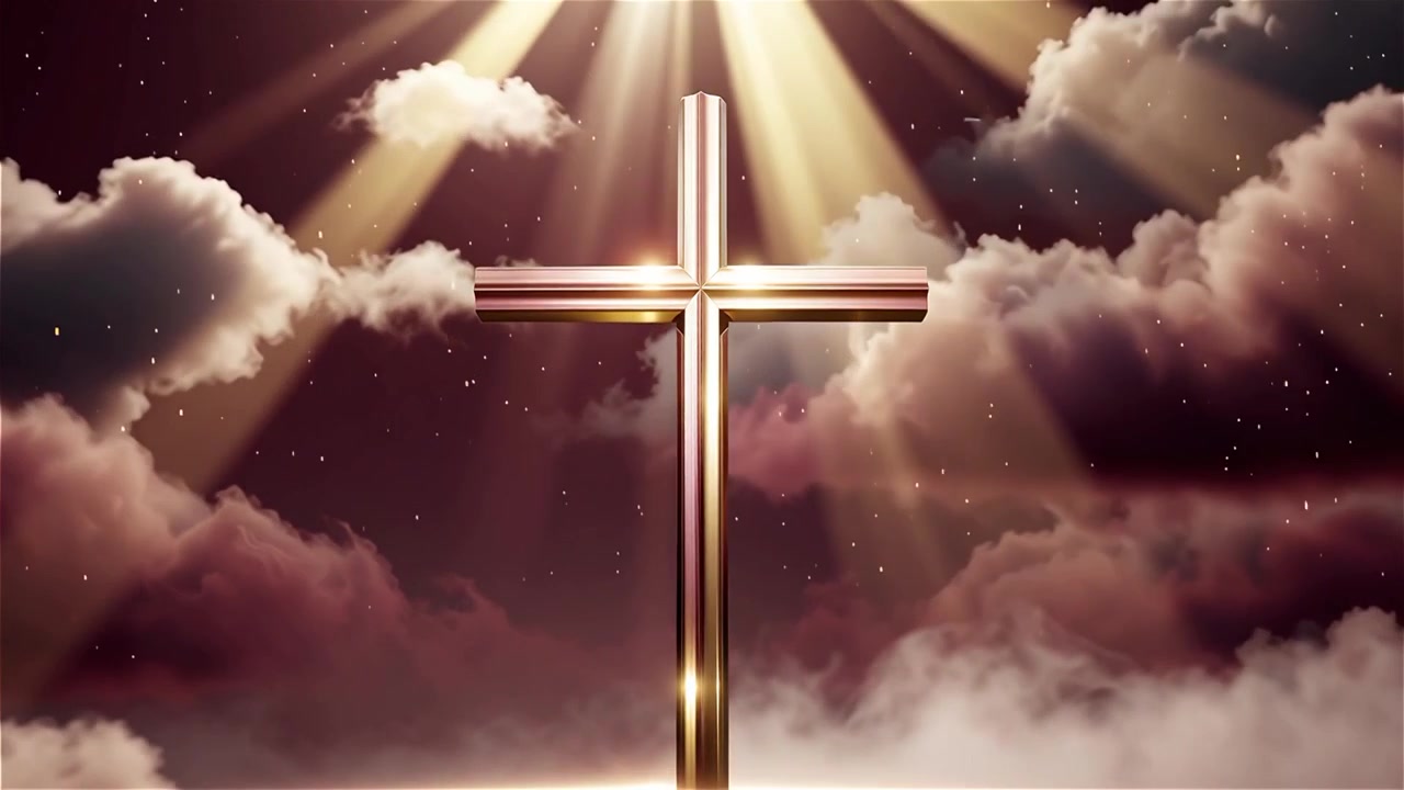 Croce Cristiana Luce Celestiale Sfondo per il Culto.
