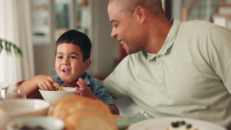 Father,-breakfast-and-a-boy-eating-waffles