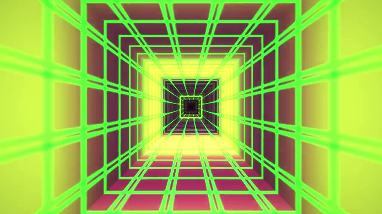 Abstract Retro Neon Grid Tunnel Animation