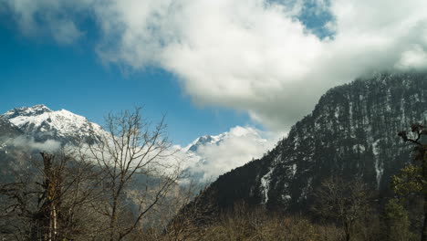 manaslu day timelapse with clouds. wide shot