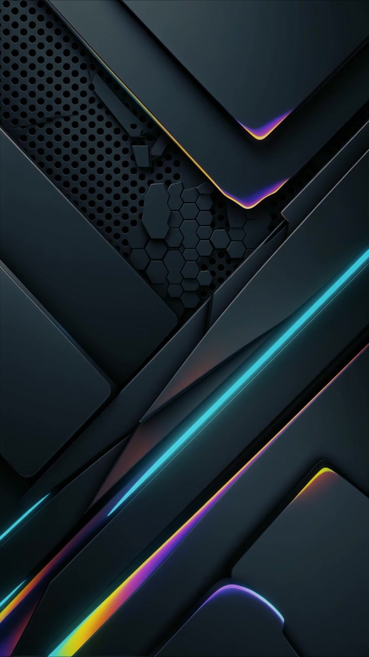 Dynamic Abstract Geometric Background with Glowing Neon Lines