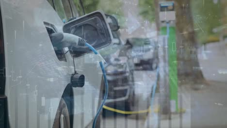 animation of data processing over ev charging station