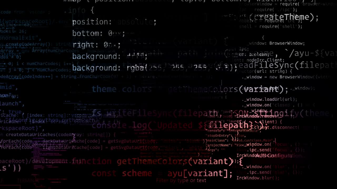 The abstract code moves in the virtual space. looped