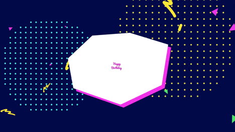 tarjeta de cumpleaños geométrica colorida con diseño lúdico