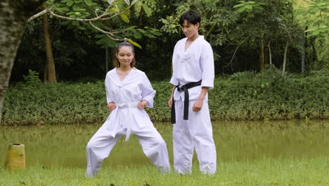 young woman practising punch